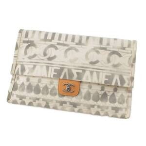 Chanel Perfume Canvas Clutch Bag Gray White